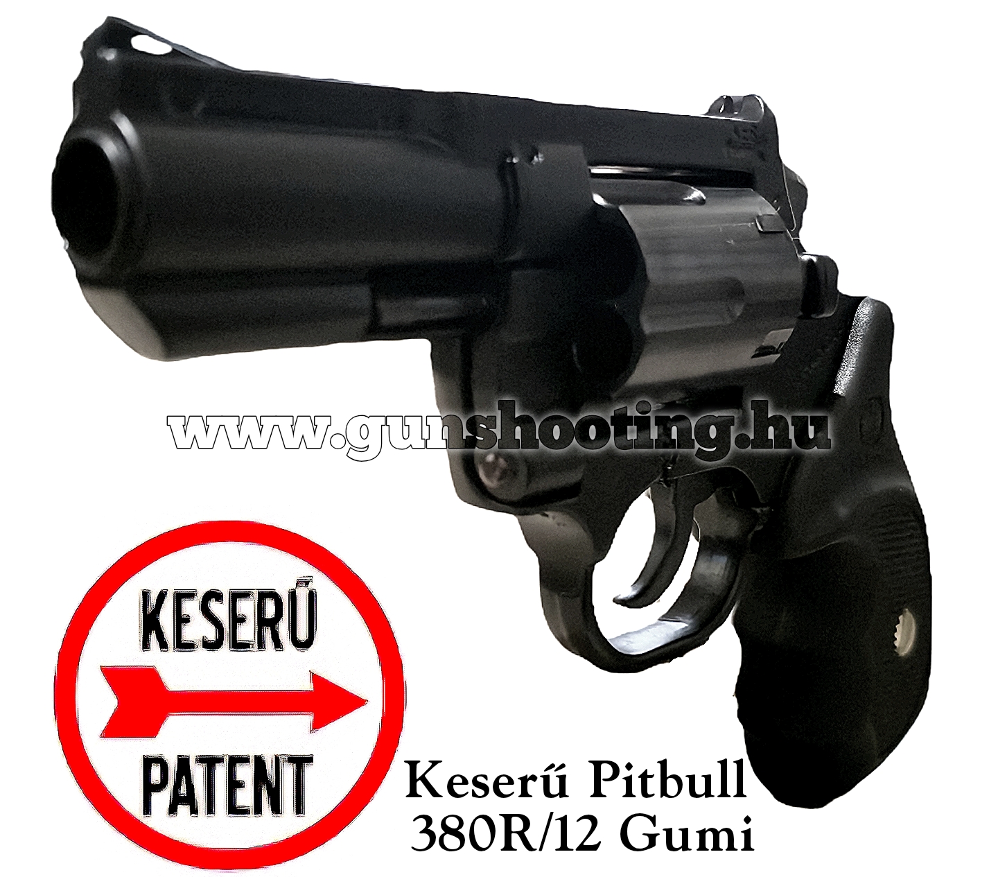 KP100528296 Keserű Pitbull gumilövedékes revolver 3 col csővel, acél dobbal, 12 mm-es